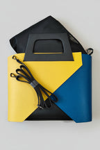 Bolso Geométrico Lookat — Amarillo, Azul y Negro con Bolsa Interior