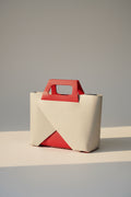 Bolso Geométrico Lookat — Gris, Beige y Rojo con Bolsa Interior