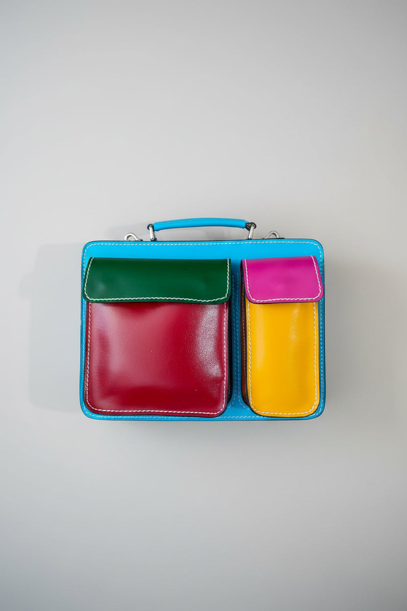 Bolso Bandolera Verde Azul y Fucsia