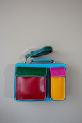 Bolso Bandolera Verde Azul y Fucsia