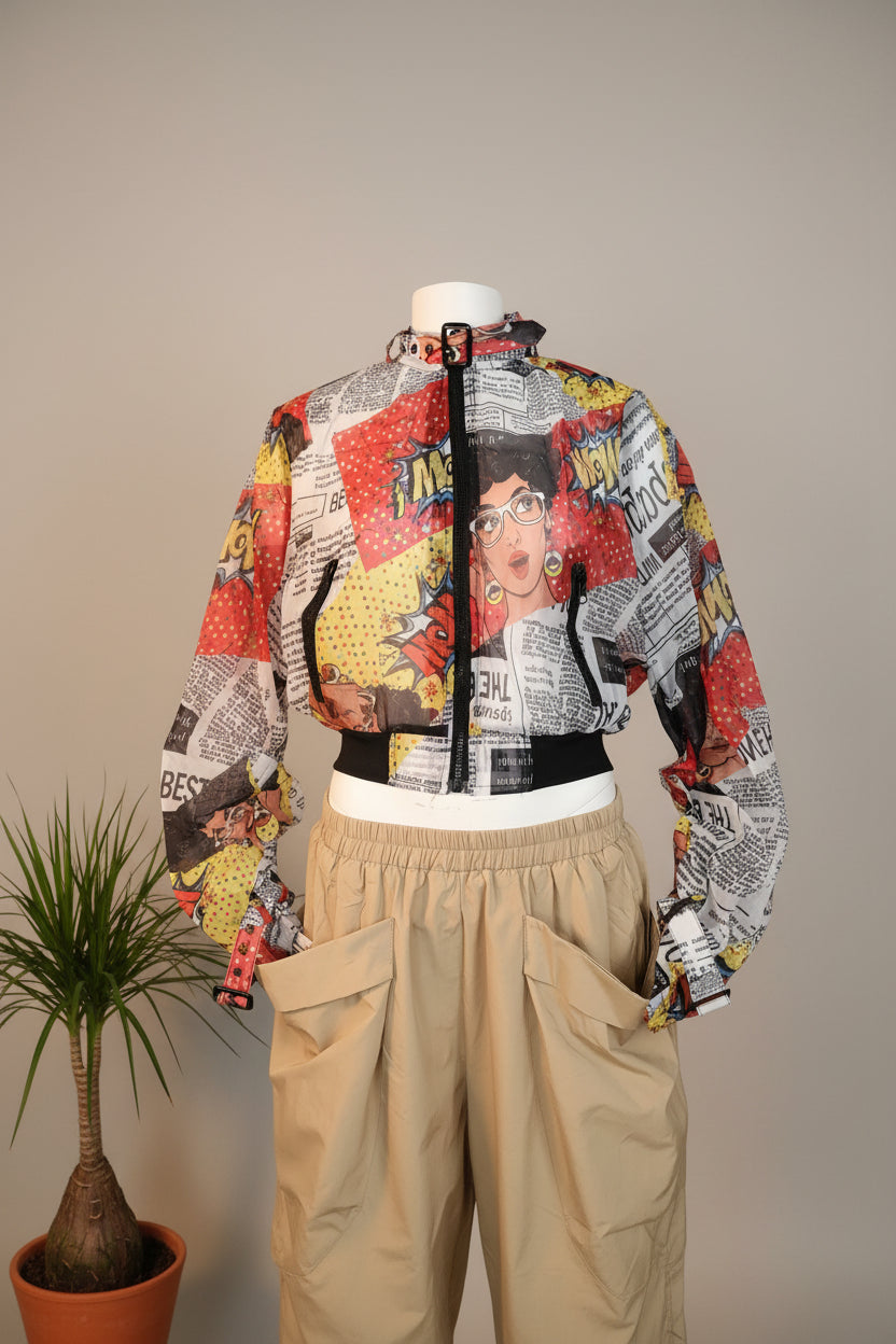 Bomber Crop Transparente Comic