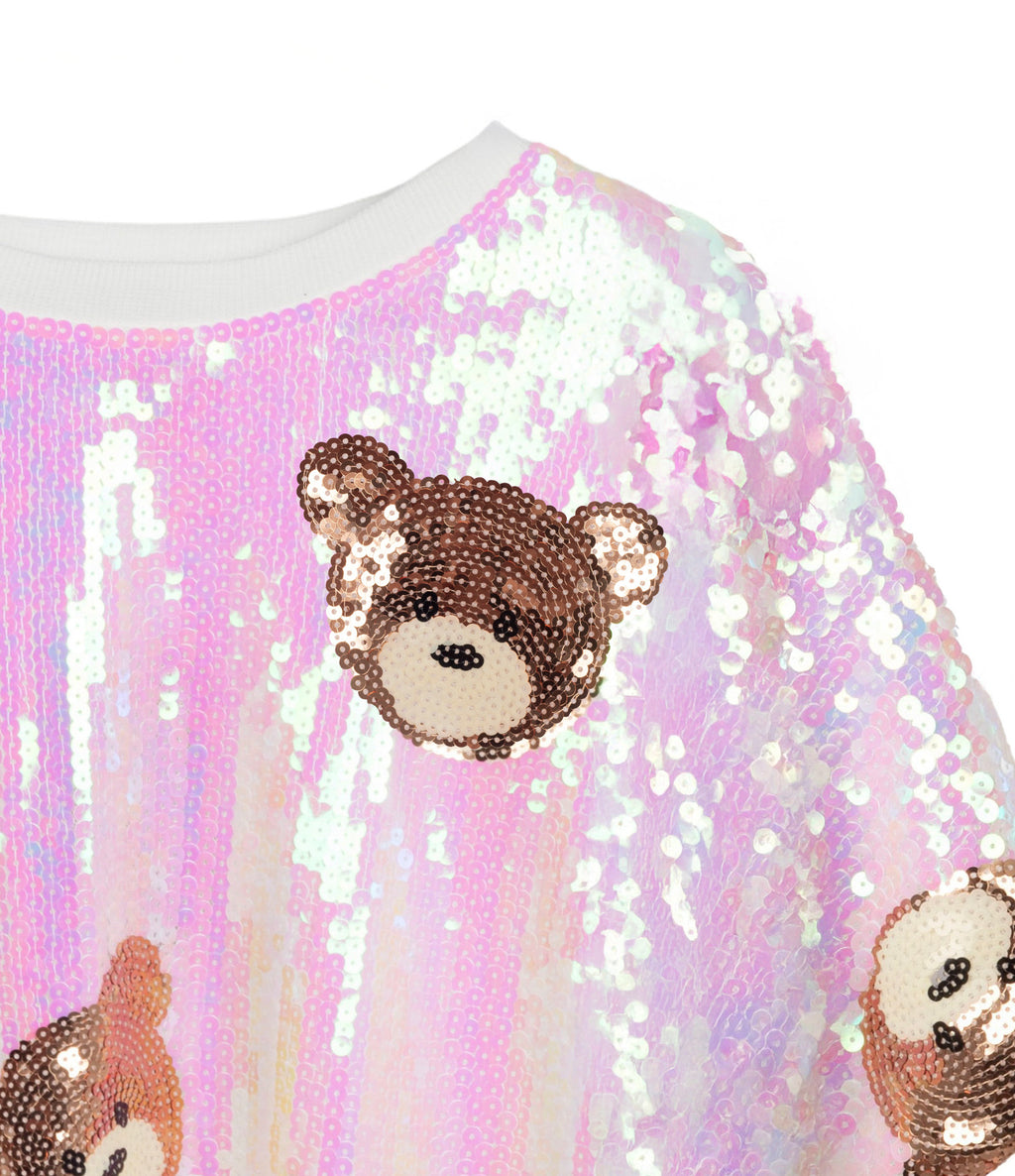 Vestido Camiseta Rosa Ositos Lentejuelas - Jot_Milano