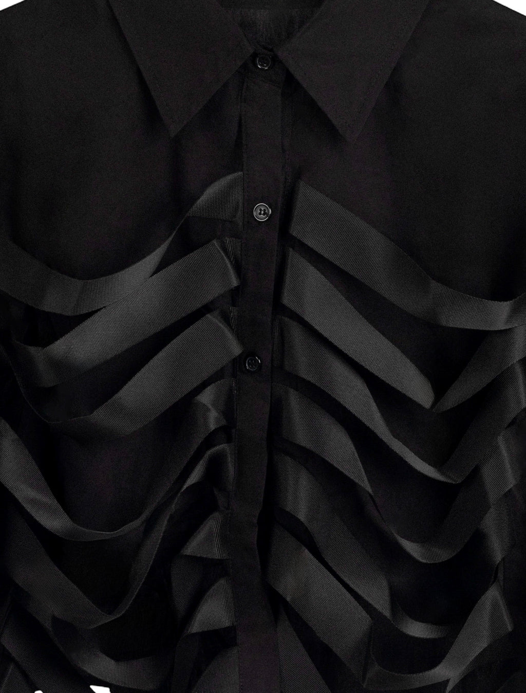 Camisa Negra Corta Cintas Cruzadas - Nefelibata