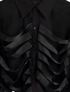 Camisa Negra Corta Cintas Cruzadas - Nefelibata
