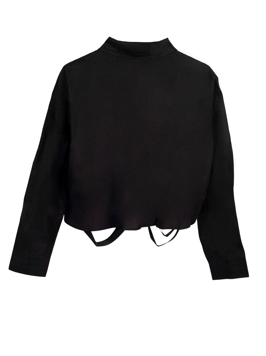 Camisa Negra Corta Cintas Cruzadas - Nefelibata