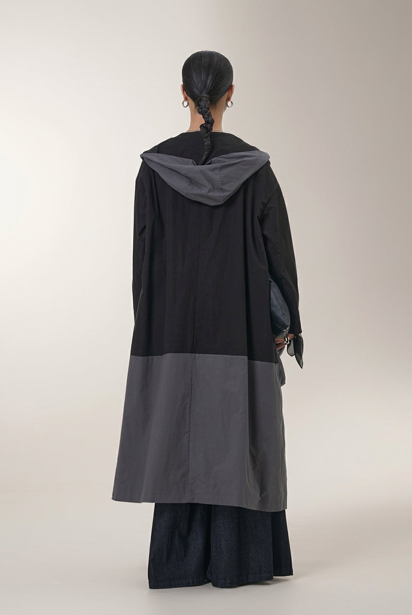 Gabardina larga bicolor con bolsillos XL Nefelibata