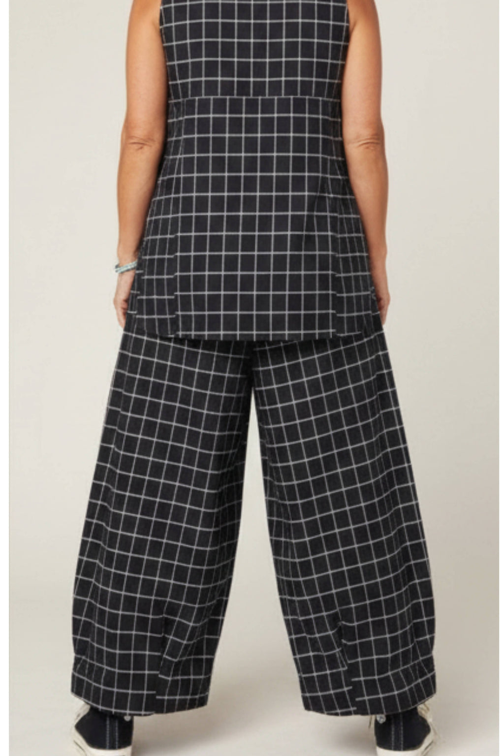 Pantalón Palazzo Cuadro Vichy Negro Ancho | Wendy Trendy