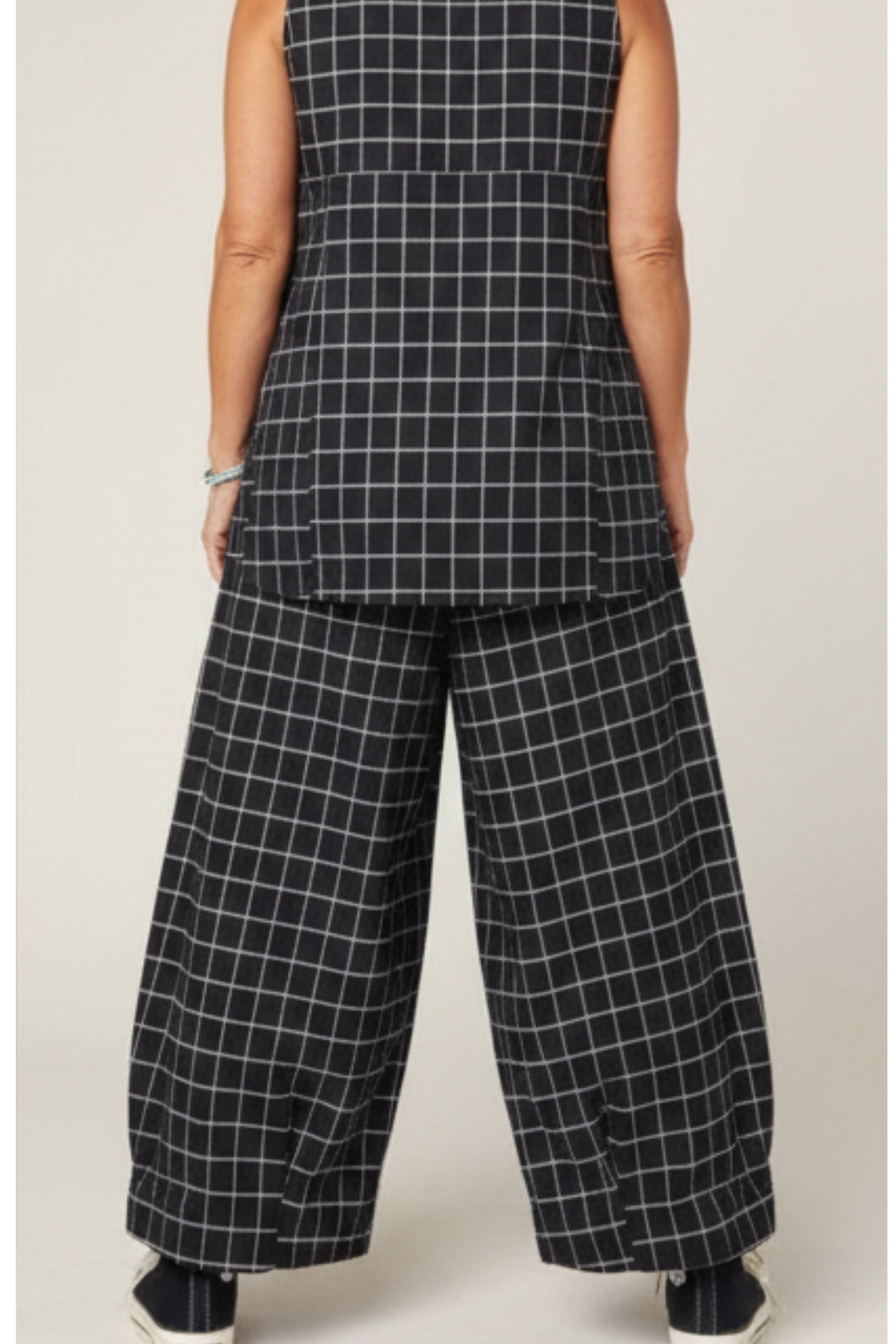 Pantalón Palazzo Cuadro Vichy Negro Ancho | Wendy Trendy