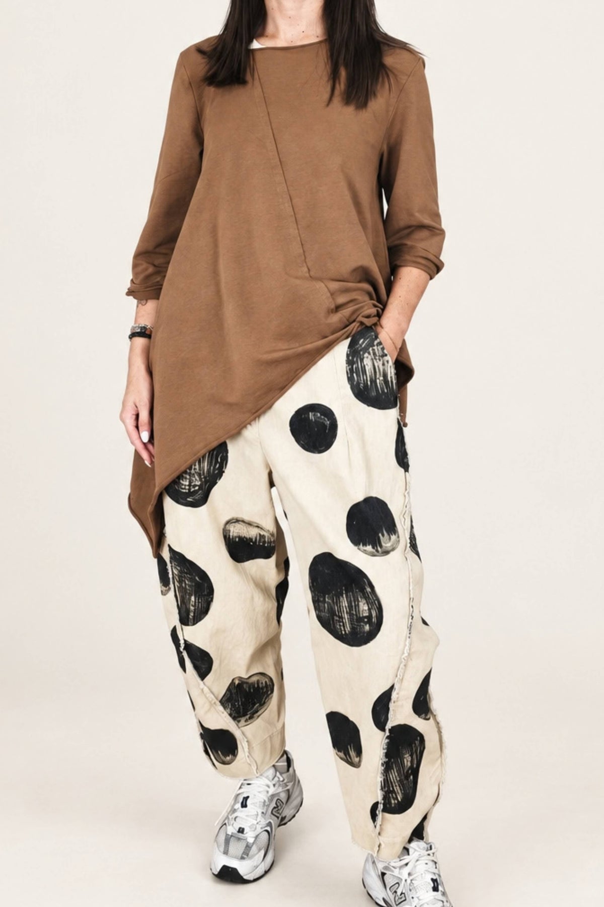 Pantalón de micro pana de algodón con lunares