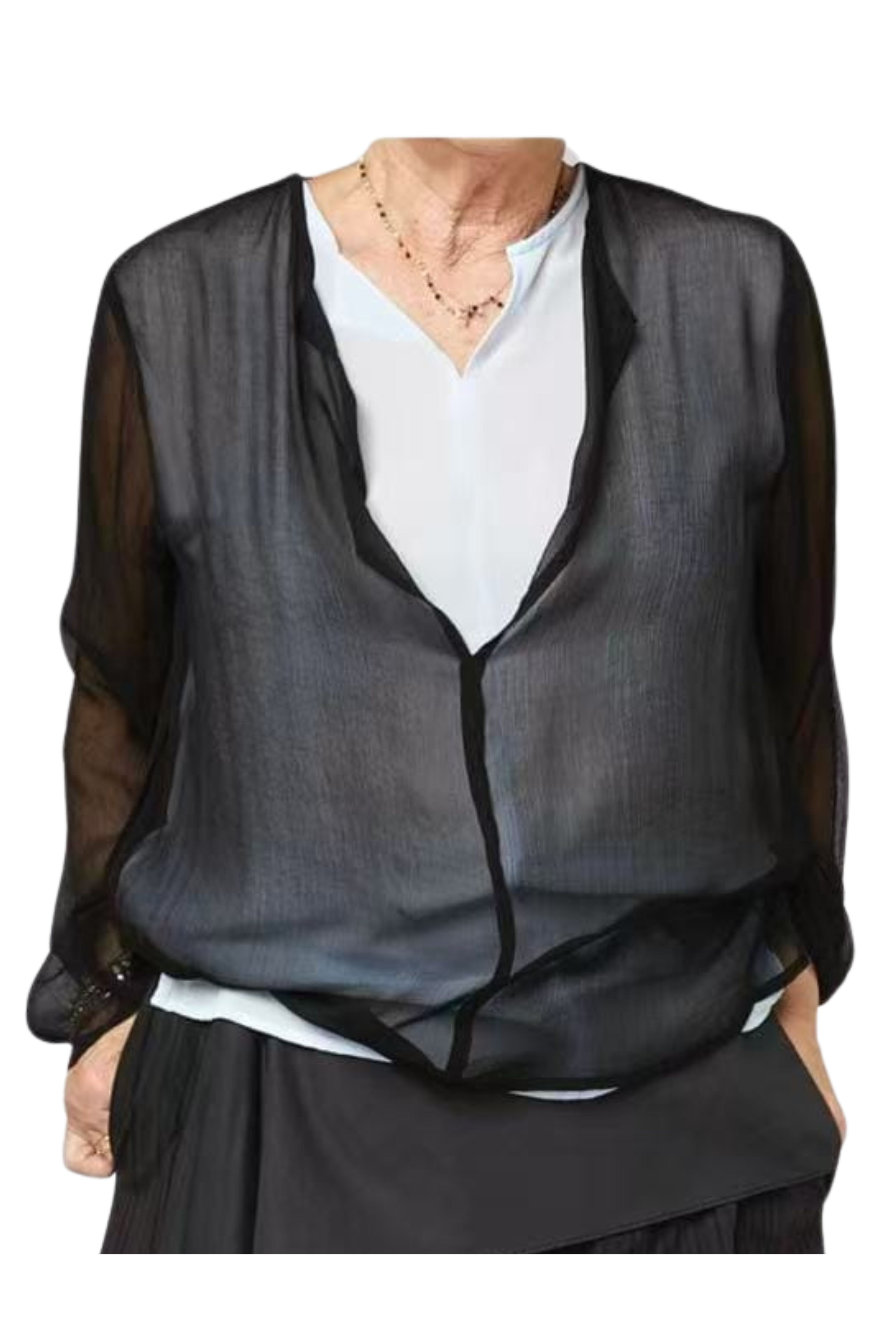 Blusa Transparente Negra/ Top Rosa /Celeste