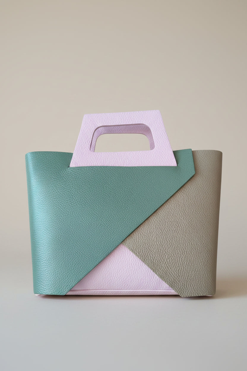 Bolso Geométrico Lookat — Verde, Beige y  Lila con Bolsa Interior