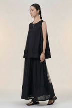 Conjunto Chaleco + Falda Maxi Tül Negro | Nefelibata