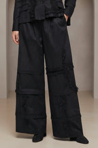Pantalón Palazzo Bandas Tül Hebillas Negro | Nefelibata