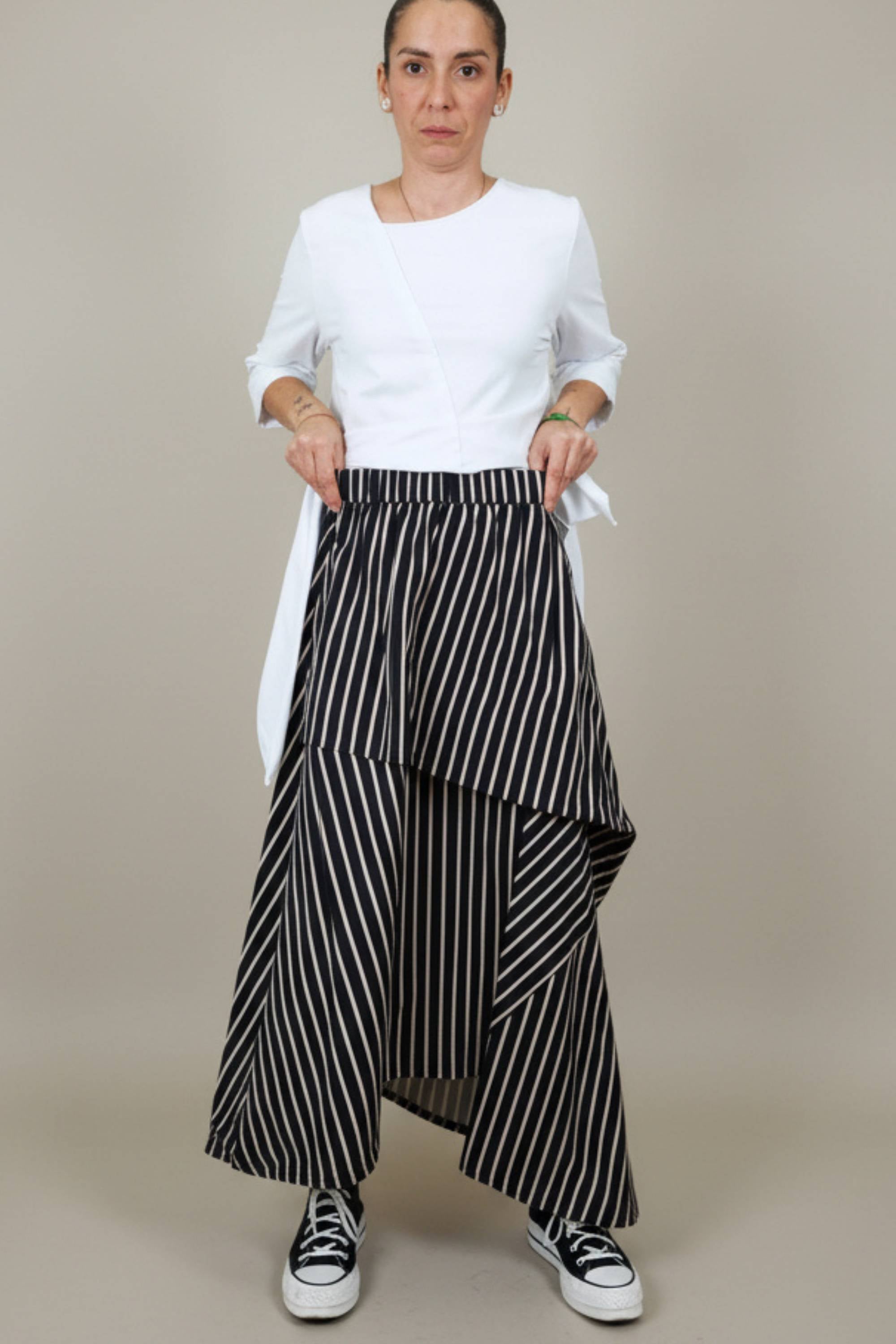 Falda Wendy Trendy Maxi Rayas Asimétrica