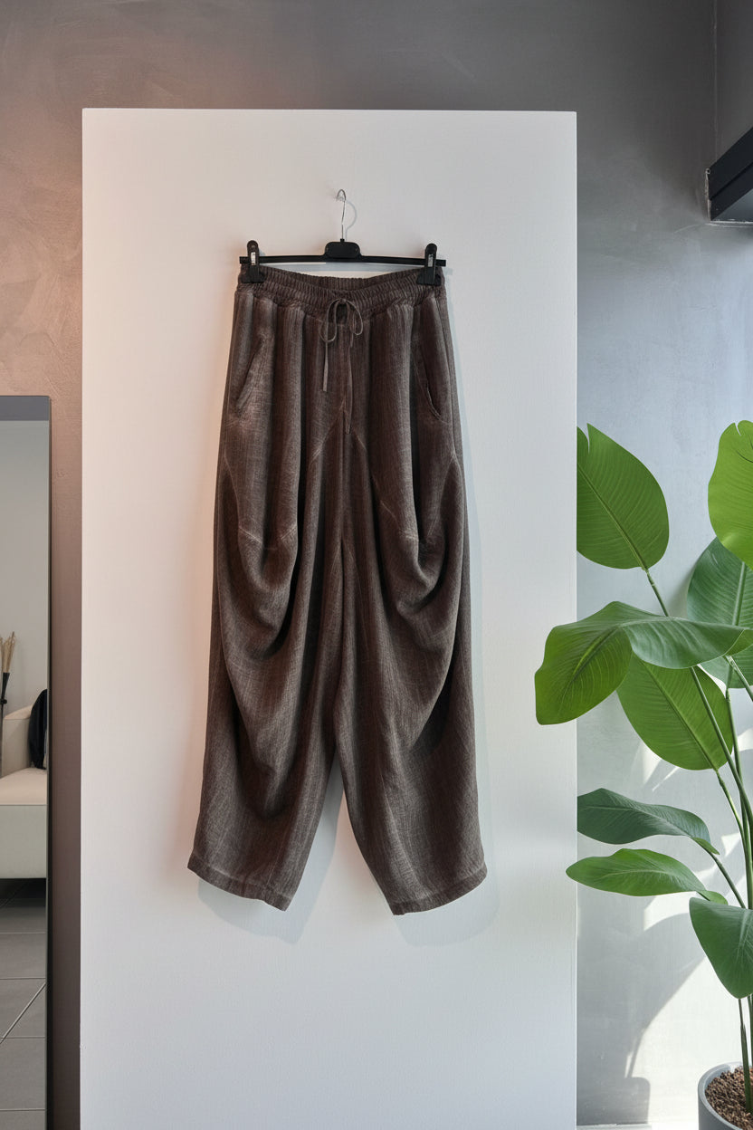 YOLYKKE | Pantalón Harem Drapeado Lyocell Lino