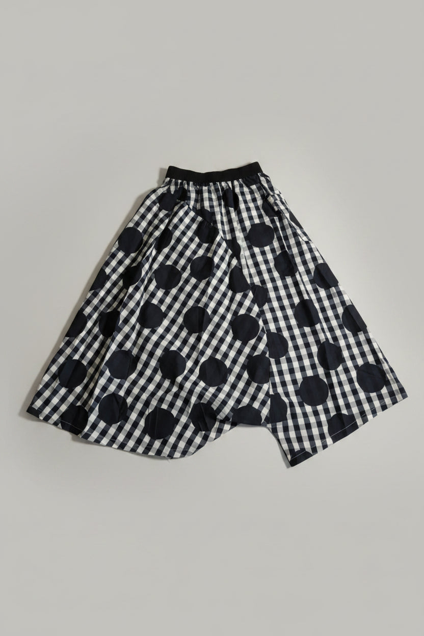 Falda Pantalón Vichy Lunares Maxi Negro Blanco | Nefelibata