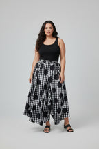 Falda Pantalón Vichy Lunares Maxi Negro Blanco | Nefelibata