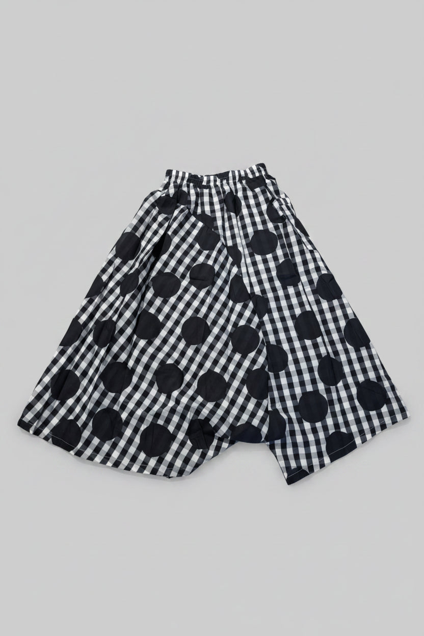 Falda Pantalón Vichy Lunares Maxi Negro Blanco | Nefelibata