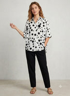 Camisa Lunares Manga Murciélago Blanco Negro | Nefelibata