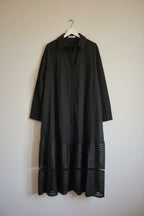 Vestido Chaqueta Maxi Tül Rayas Horizontales Negro | Nefelibata