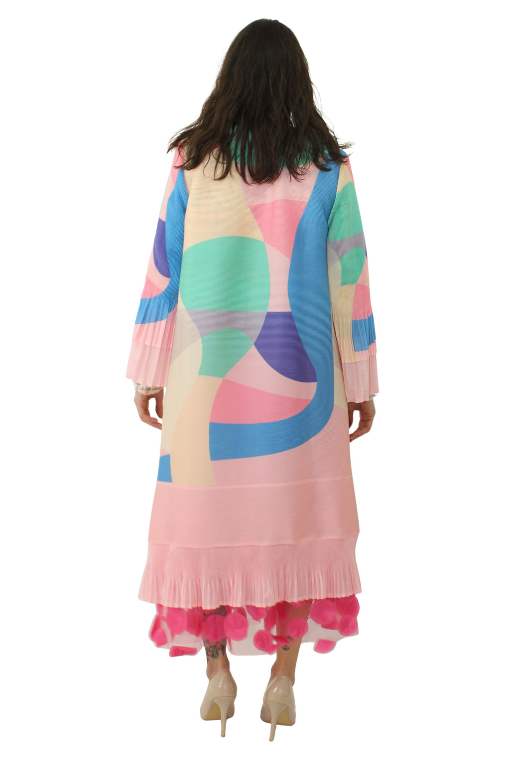 ABRIGO EFECTO ACORDEON MULTICOLO DE JOT_MILANO TRASERA