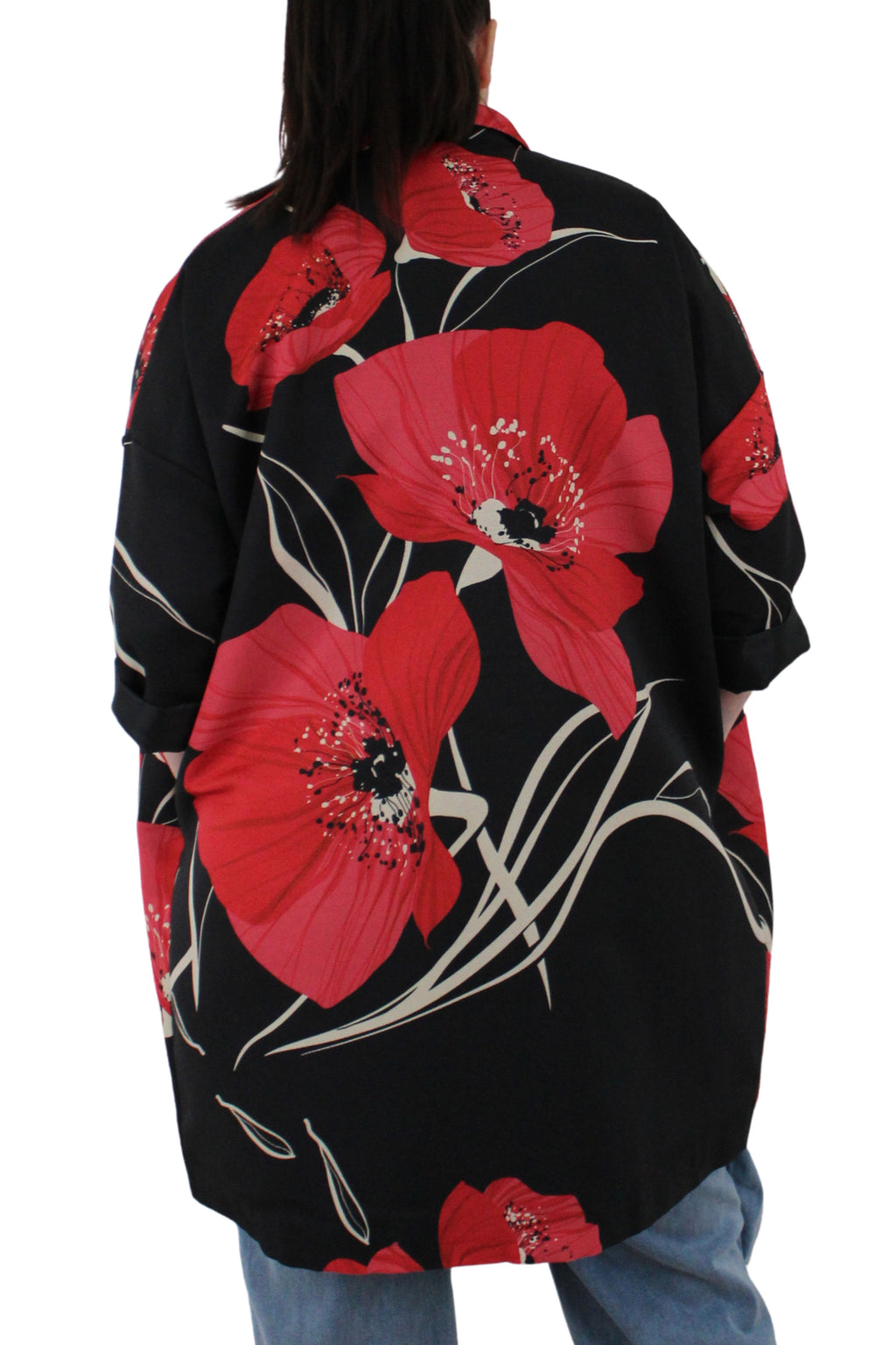 abrigo wendy trendy con amapola roja oversice