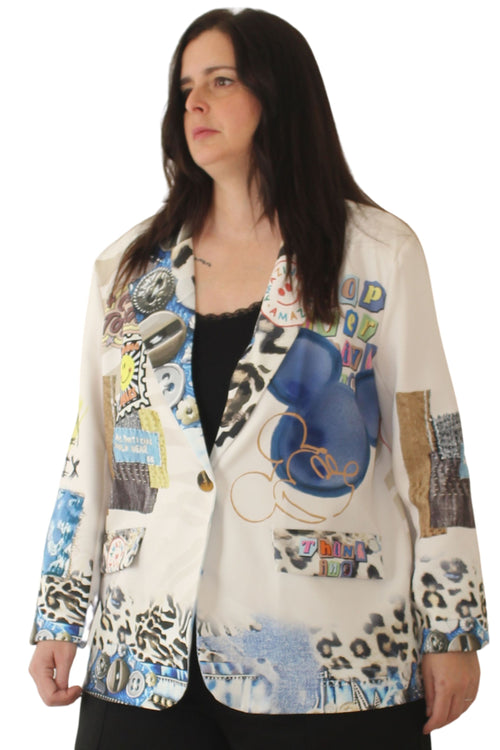 blazer de jot_milano con Mickey azul en la espalda
