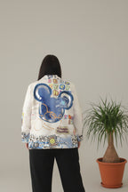 blazer de jot_milano con mickey azul en la espalda