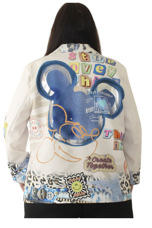 blazer de jot_milano con mickey azul en la espalda