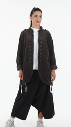 blazer wendy trendy botonera delantera y micro pana  marron chocolate