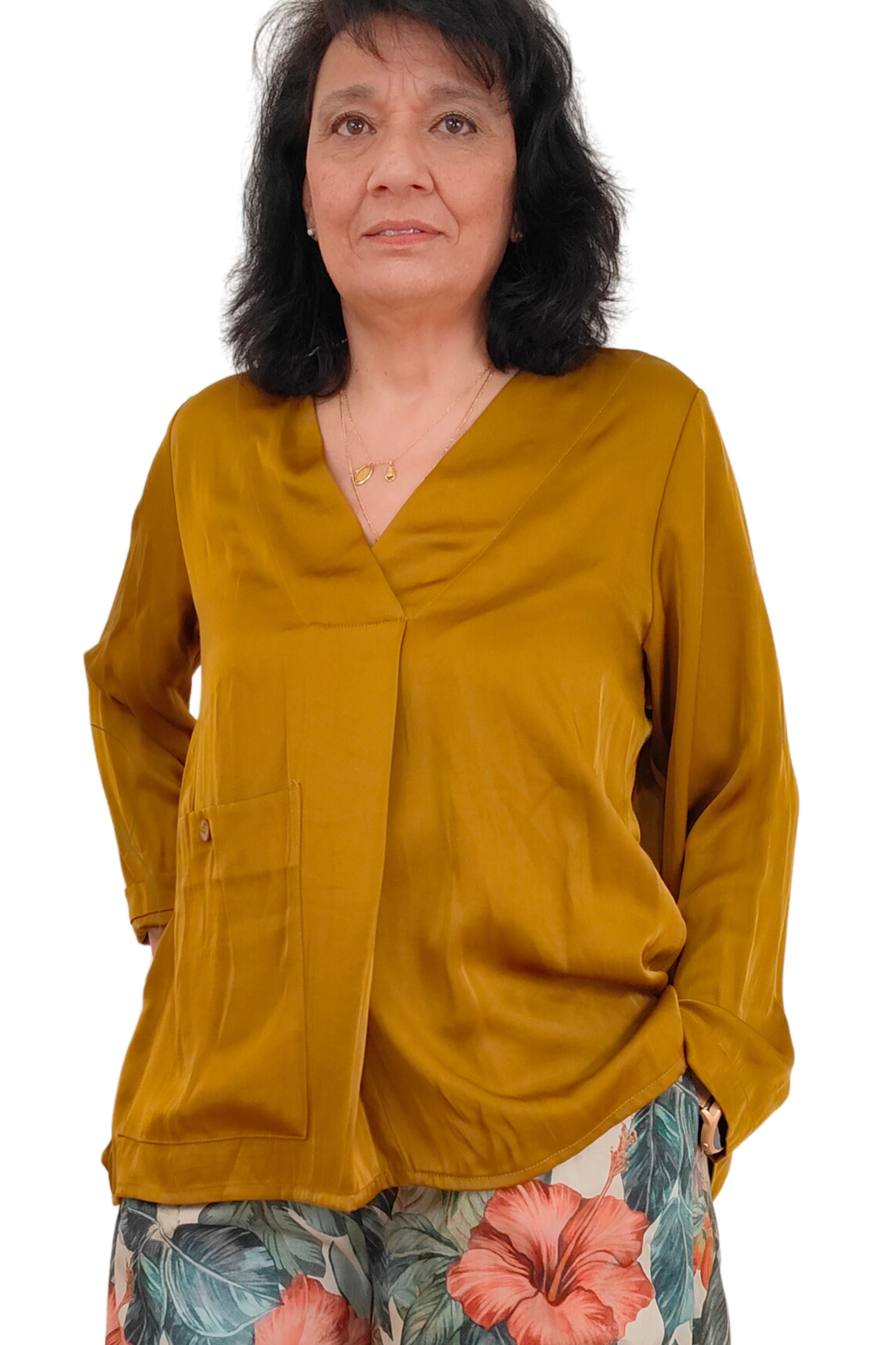 blusa de Wendy trendy satén ocre