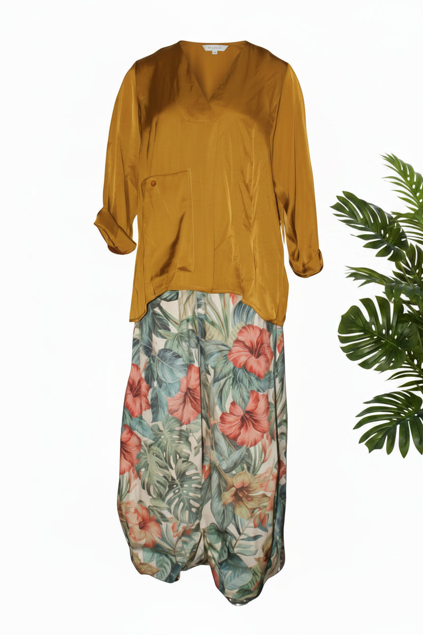 Camisa Wendy Trendy Ocre Oro Viejo con Bolsillo