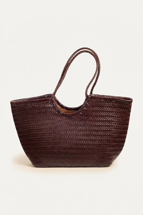 Bolso Piel Trenzada Marrón Chocolate