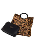 Bolso de piel estampado leopardo con bolso de piel pequeño en el interior LYKKE