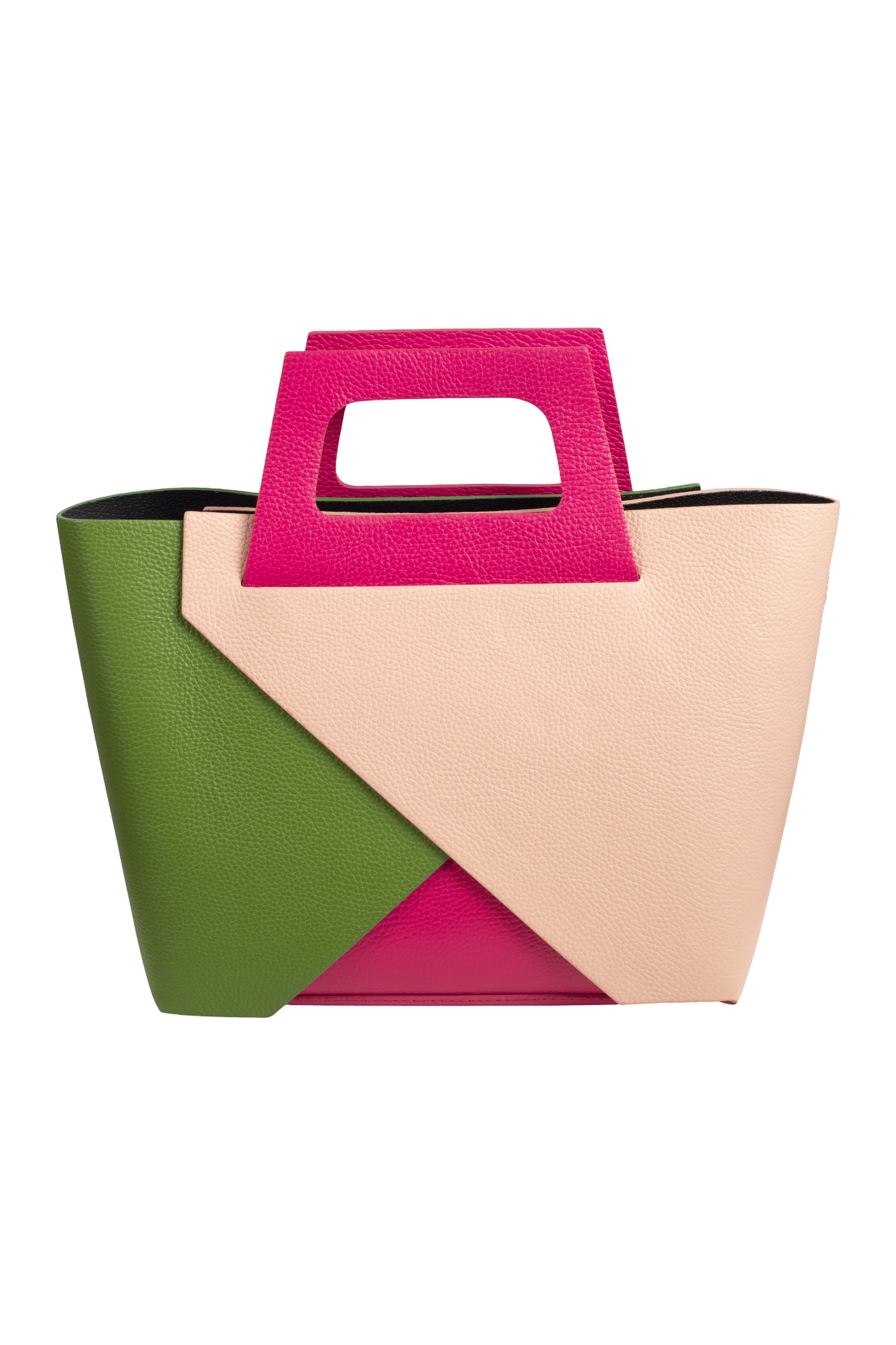 Bolso Multicolor Beige Verde y Fuxia Geométrico LYKKE
