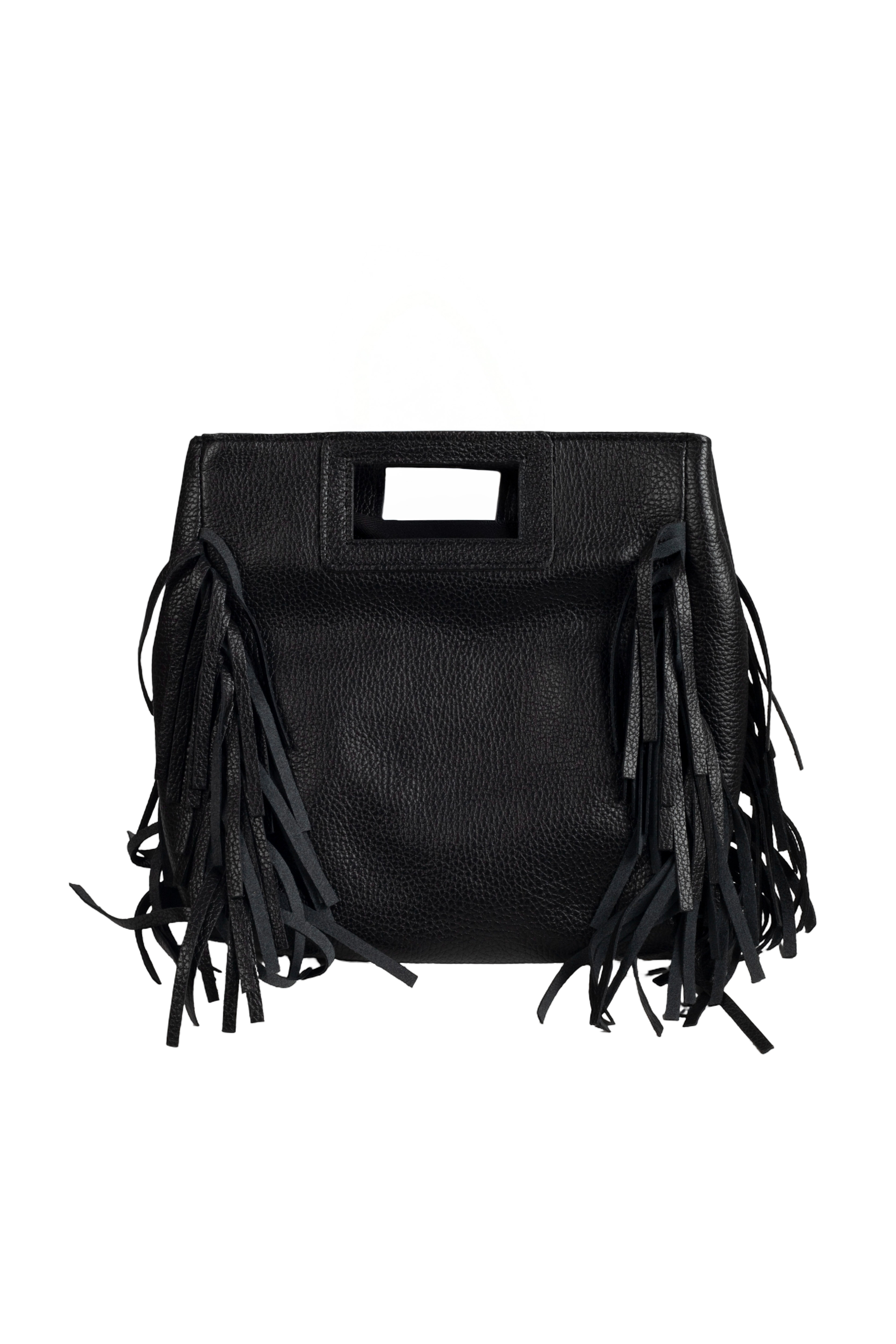 Bolso Estampado Vaca Marrón Flecos Negros