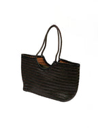 Bolso Capazo Trenzado verde oscuro con Saco Interior Verde