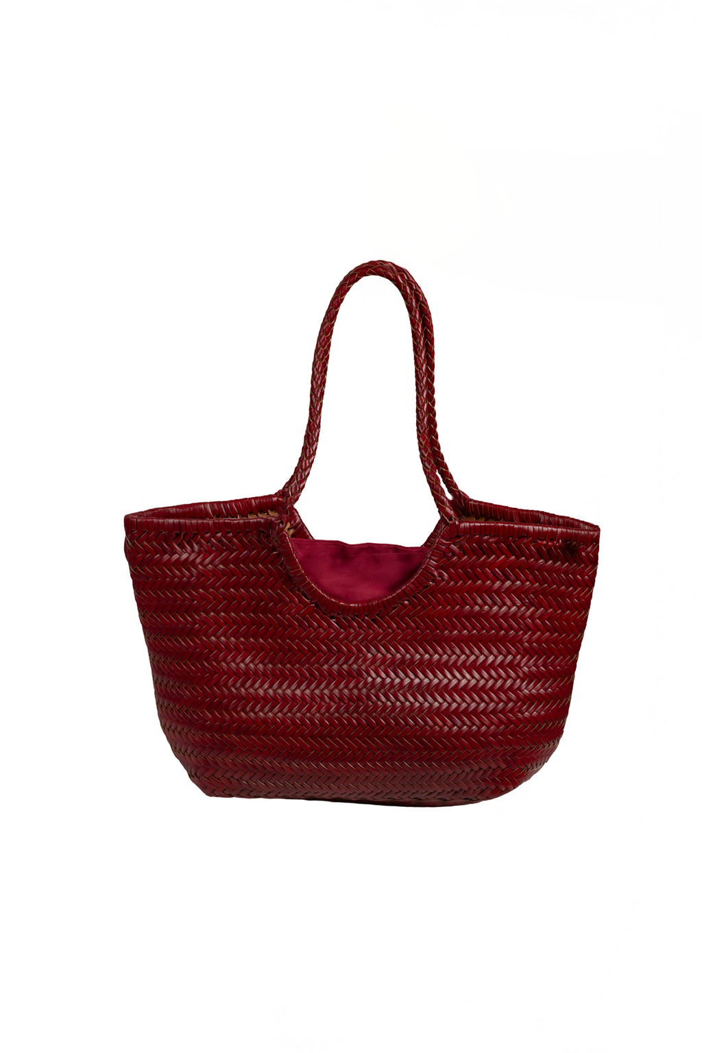 Bolso Capazo Trenzado Rojo Burdeos con Saco Interior