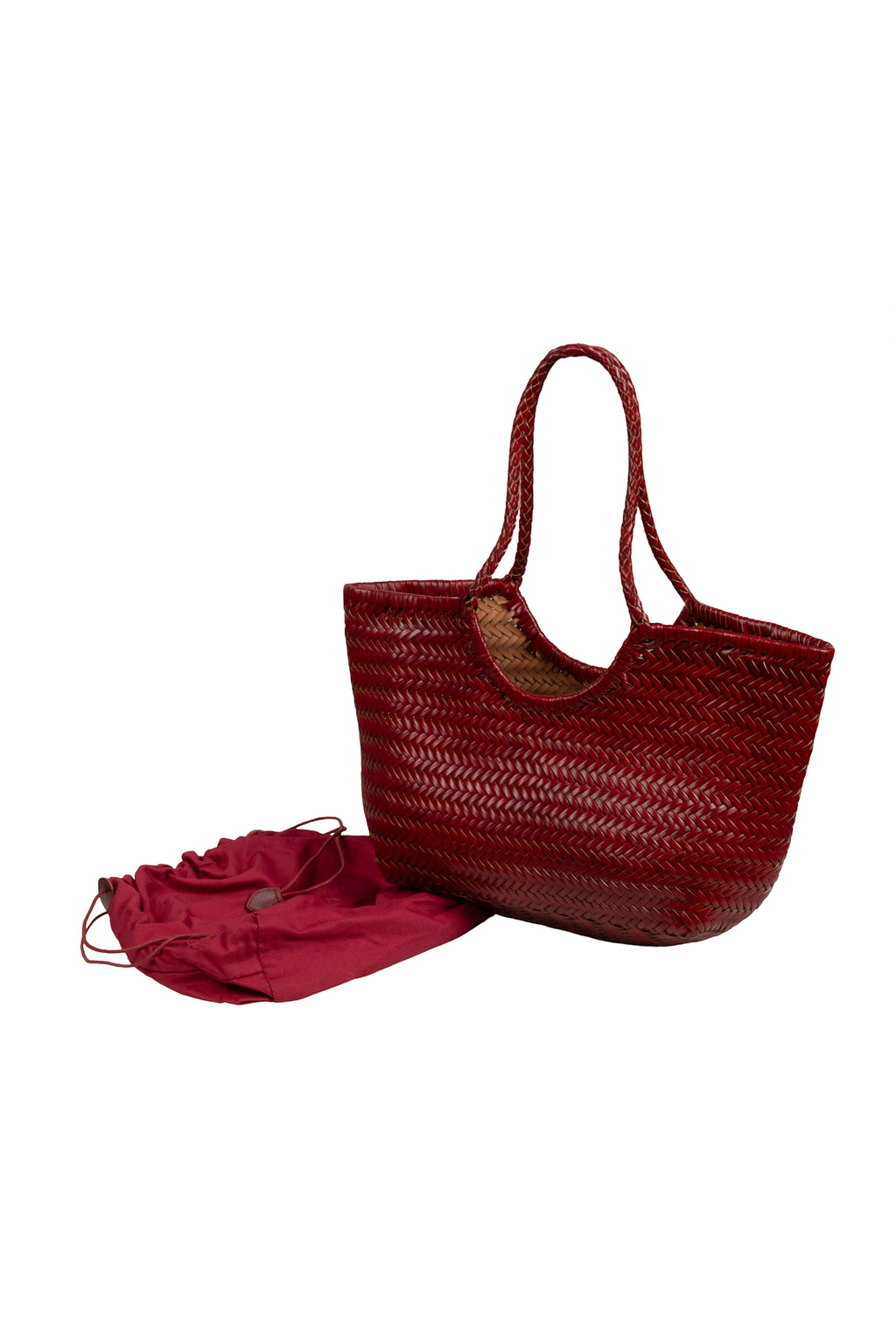 Bolso rojo trenzado con bolso en interior de tela también rojo LYKKE