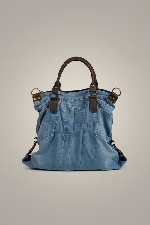 bolso vaquero con asas de piel y bandolera LYKKE