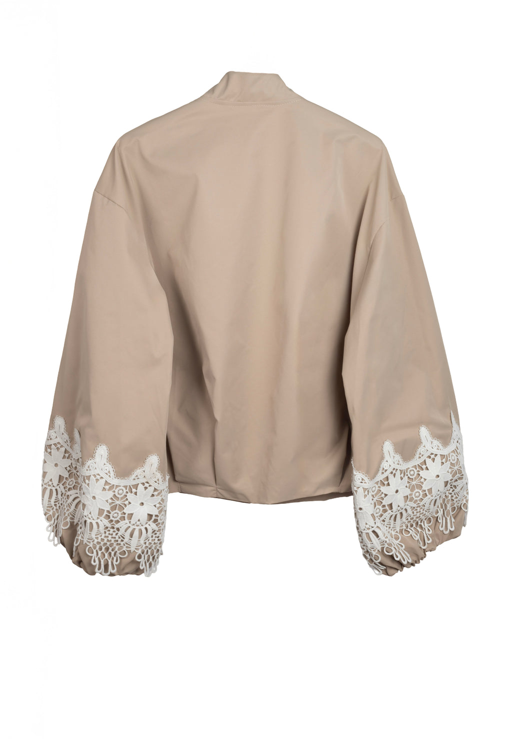 Bomber tostada de jotmadrid con detalles de encaje en las mangas en color blanco LYKKE