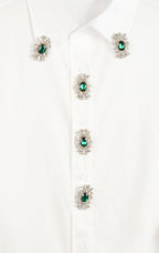 Camisa de nefelibata con broches en botones y cuello en verde esmeralda  LYKKE