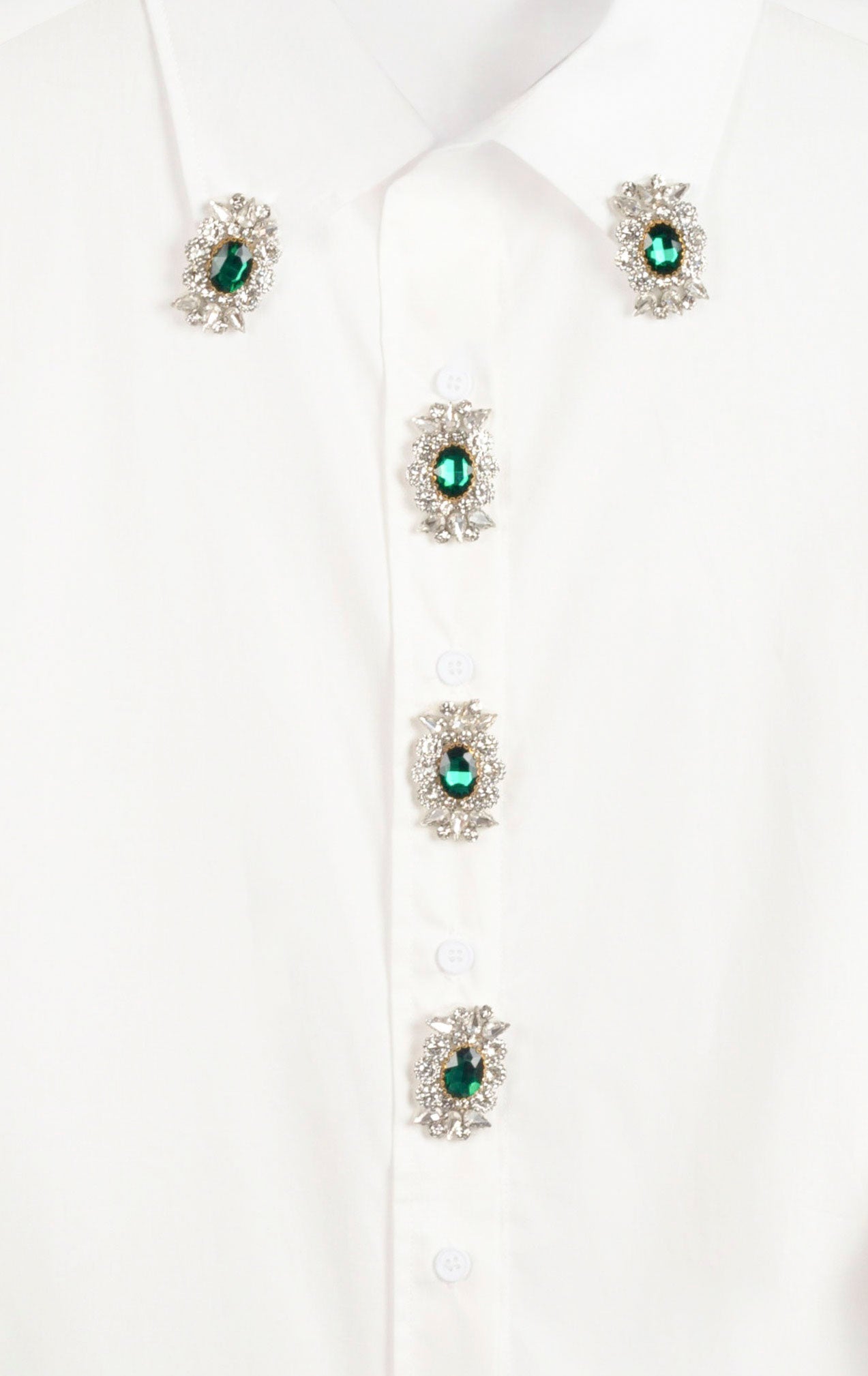 Camisa de nefelibata con broches en botones y cuello en verde esmeralda  LYKKE