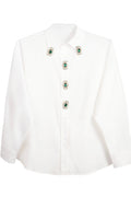 Camisa de nefelibata con broches en botones y cuello en verde esmeralda  LYKKE