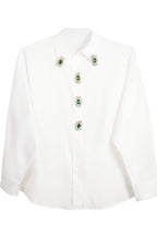 Camisa de nefelibata con broches en botones y cuello en verde esmeralda  LYKKE