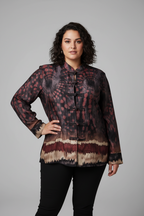 Camicia in Seta Stile Orientale Batik Tie-Dye con Cinturini Annodati Curvy | YOLYKKE