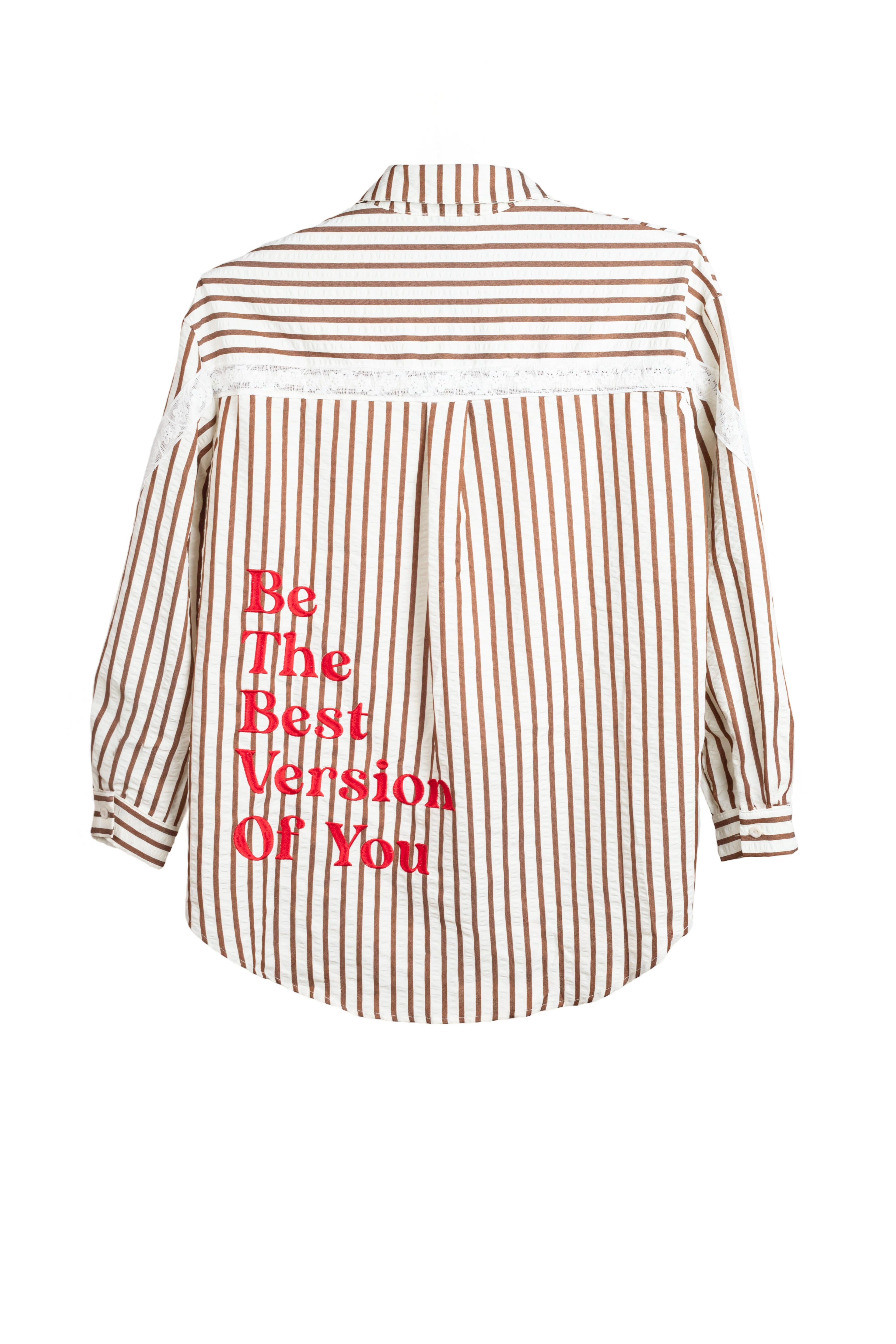 Camisa Rayas Texto Rojo Be The Best Version of You - Jot_Madrid LYKKE