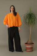 Camisa globo wendy trendy en naranja con gomas en puños y cintura