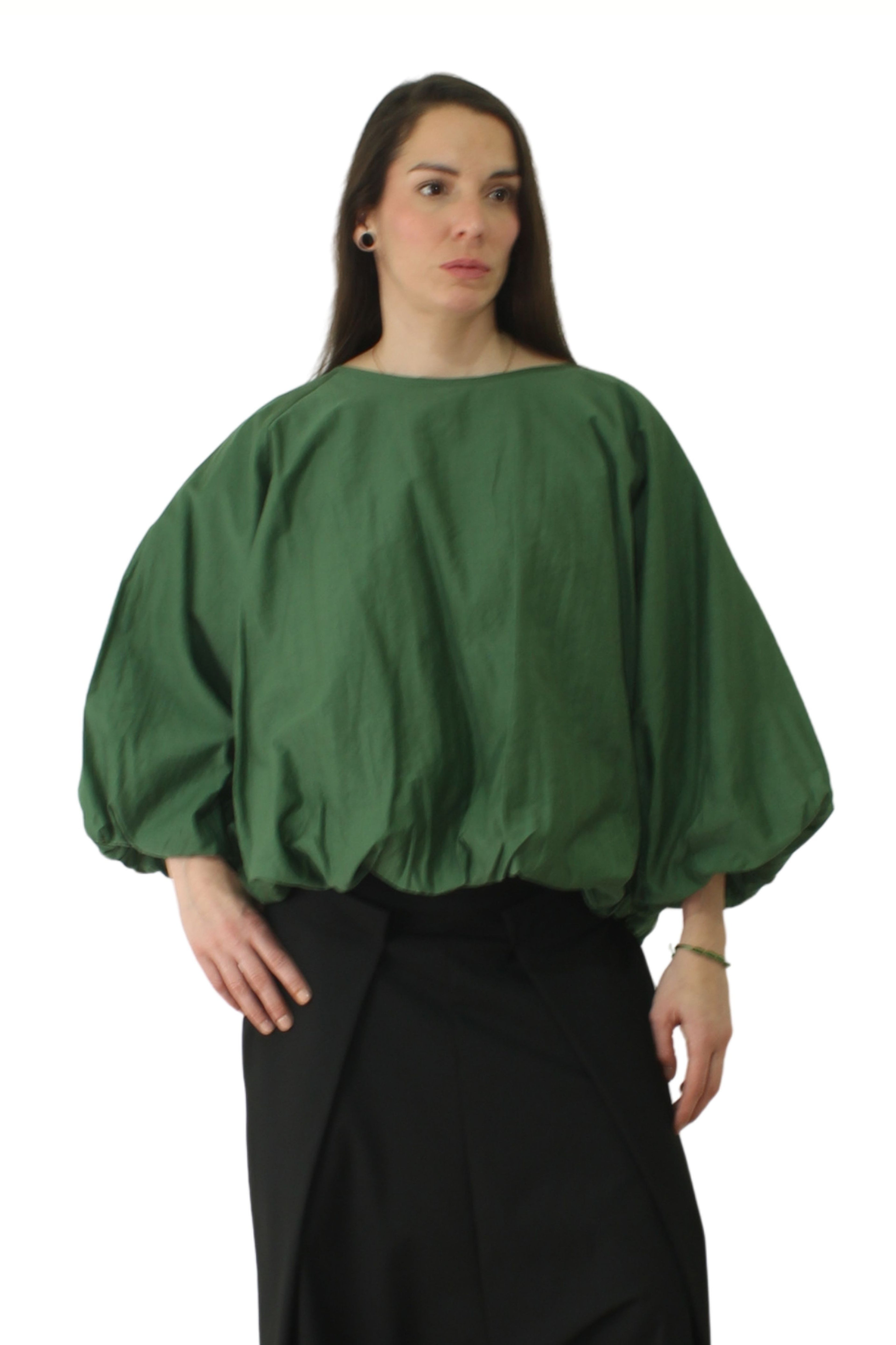 Camisa globo wendy trendy en naranja con gomas en puños y cintura