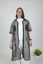 camisa de jot_milano de red negra con pespunte plateado